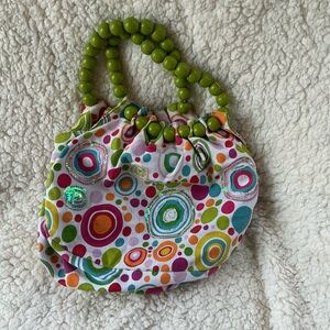 Chateau Y2K Colorful Patterned Mini Bag with Green Handle